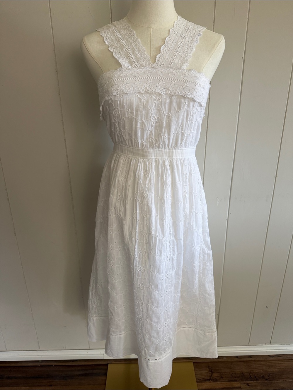 Abercrombie & Fitch Eyelet Midi Lace Dress Size 2 Cottagecore Prairie Picnic